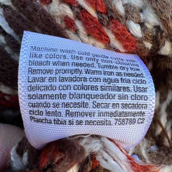 St Johns Bay Womens Shawl Collar Brown Fair Isle Knit Belted Cardigan Sweater PM - Picture 10 of 10